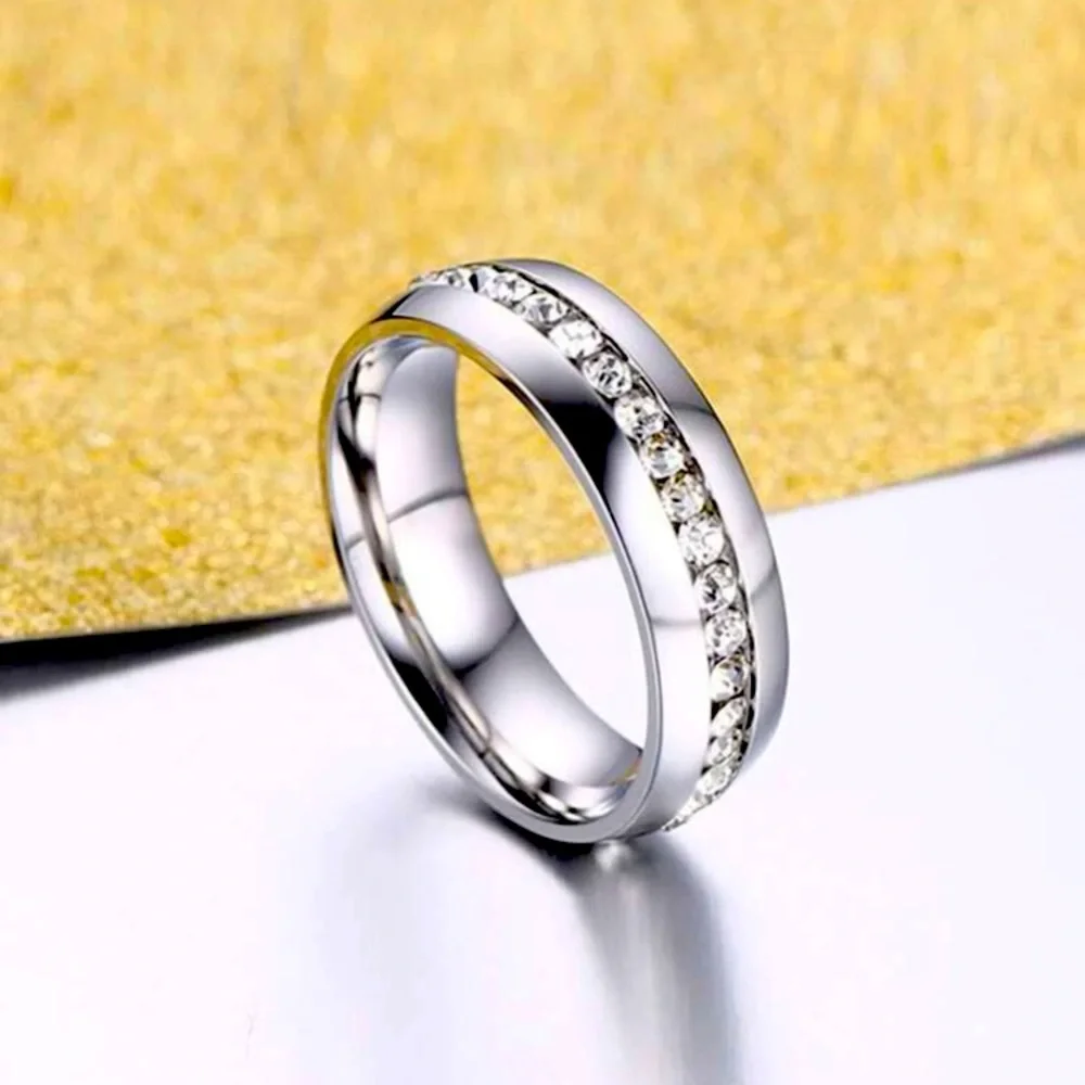 Stainless Steel Iced out Ring Language of Love